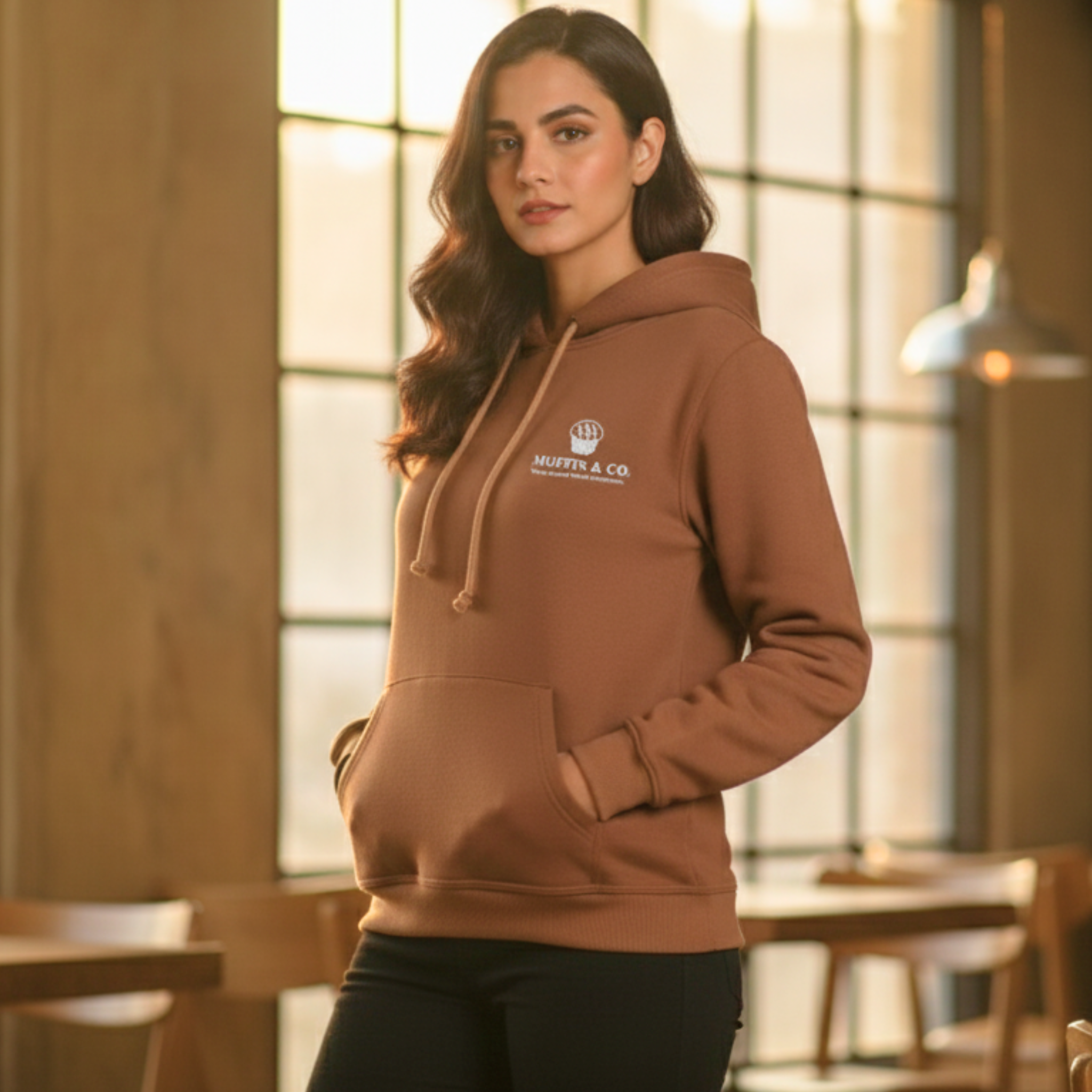 Muffin & Co Premium Fleece Hoodie – Ultra Soft Comfort | Winter Essential (Choclate Brown)