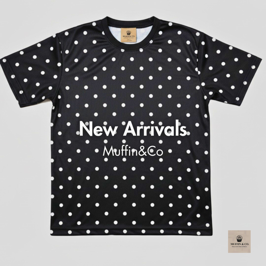 Black Shirt with White Dots | Polka Dot Shirt for Women & Men – Muffin & Co.