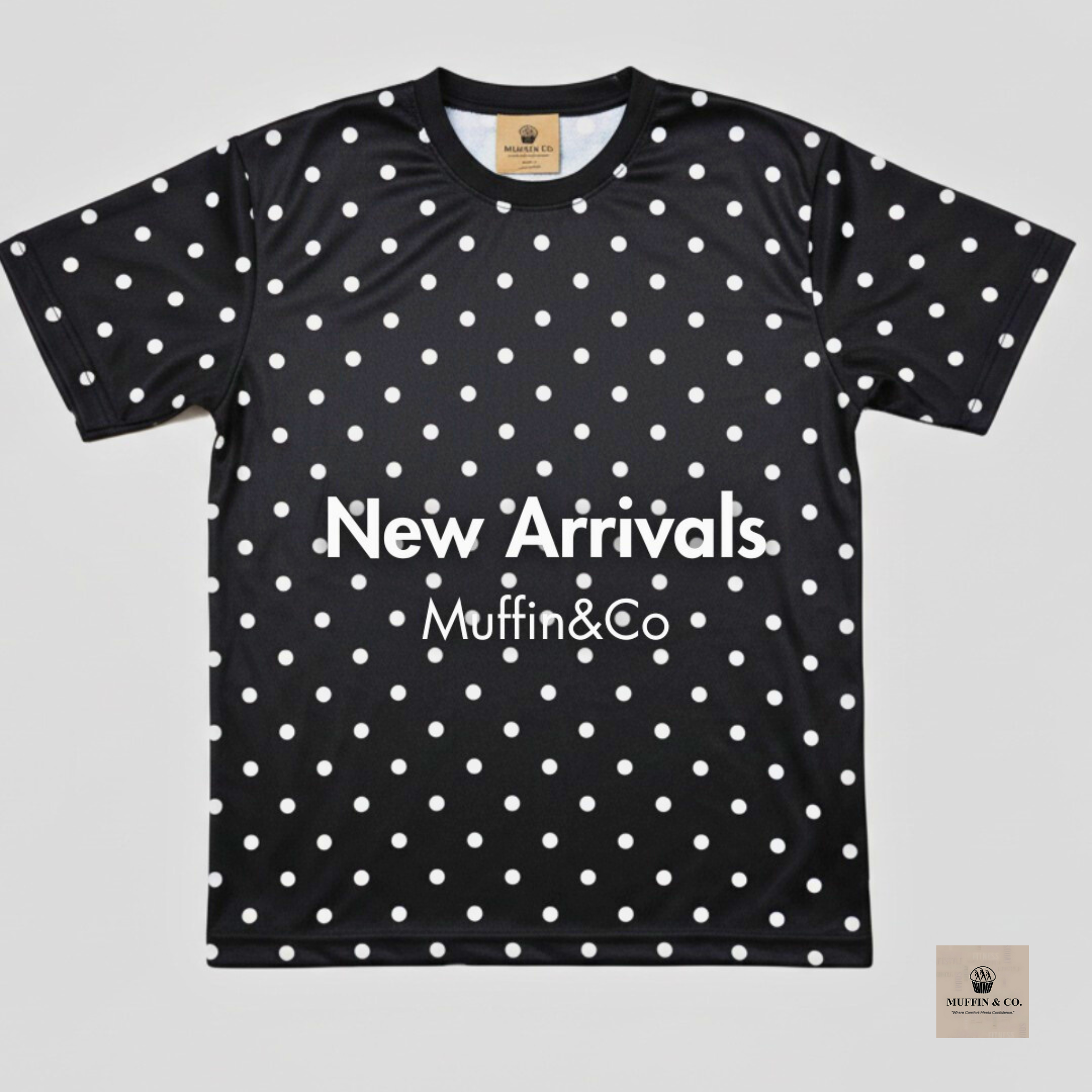Black Shirt with White Dots | Polka Dot Shirt for Women & Men – Muffin & Co.