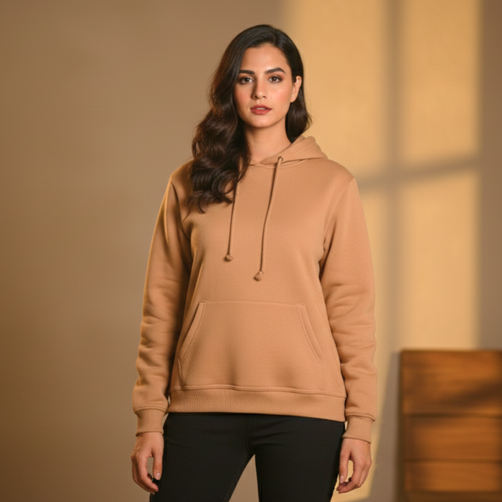 Muffin & Co Premium Fleece Hoodie – Ultra Soft Comfort | Winter Essential (camel)